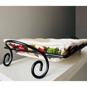 JCPenney Home Collection Ceramic Serving Dish with Black Metal Stand